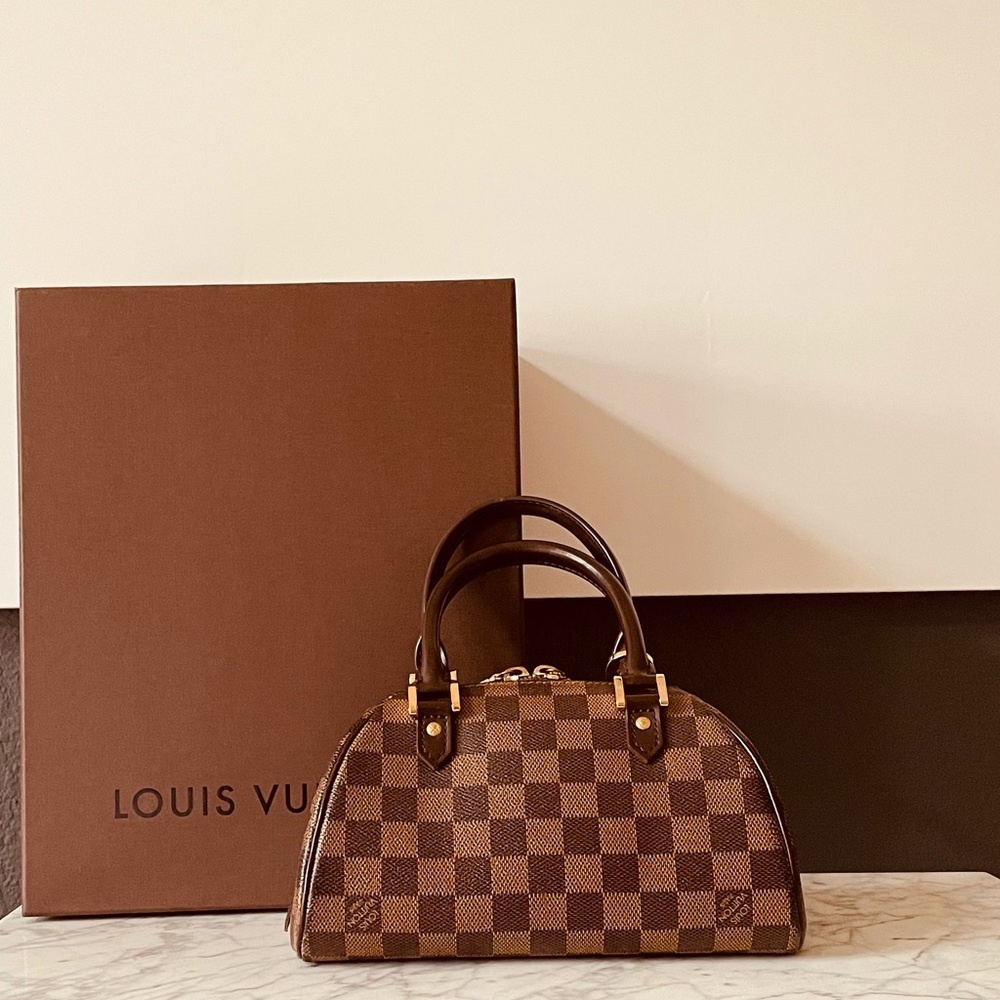 💯AUTHENTIC LOUIS VUITTON RIVERA MINI HAND BAG PURSE DAMIER EBENE